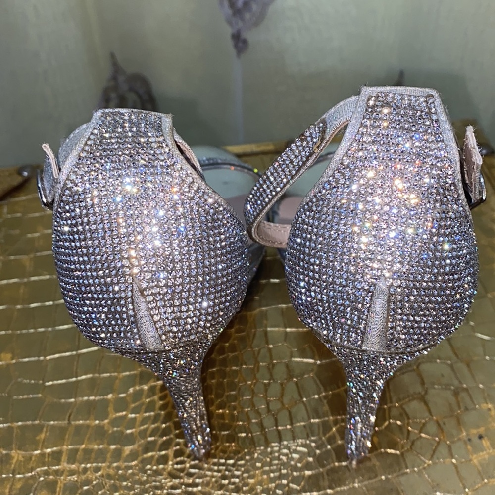 Forever Silver Rhinestone Platform Evening Sandal… - image 4